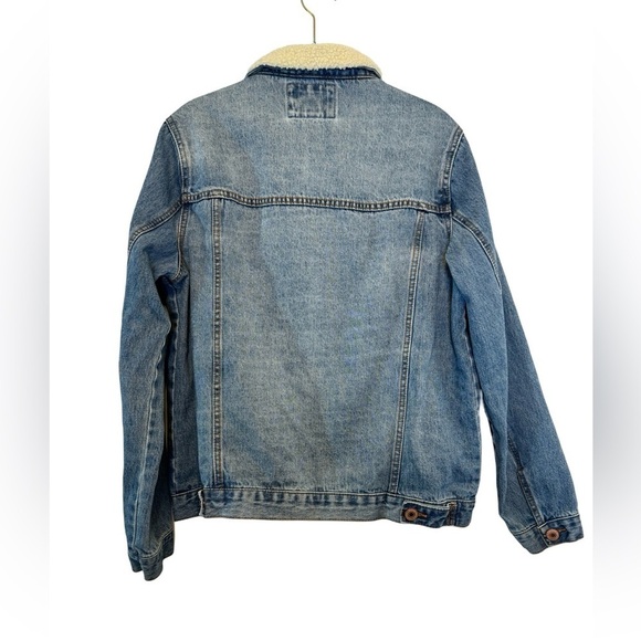 Forever 21 Jean Jacket Faux Fur Boys Large - Picture 10 of 14
